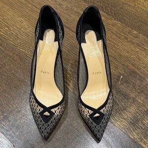 Christian Louboutin Black Mesh Heels size 41 100% real.